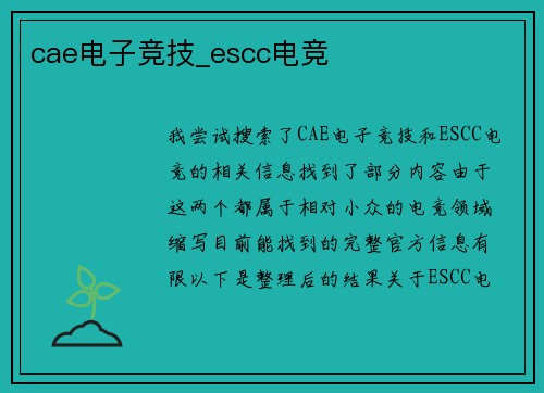 cae电子竞技_escc电竞
